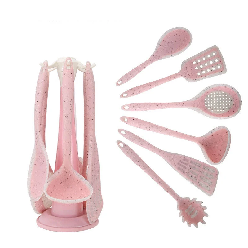 Ensemble d'outils de cuisine en silicone Unibody mignon et facile à nettoyer, 7 pièces