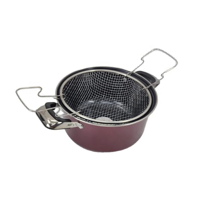 Poêle à frire en fer avec panier grillagé en acier inoxydable