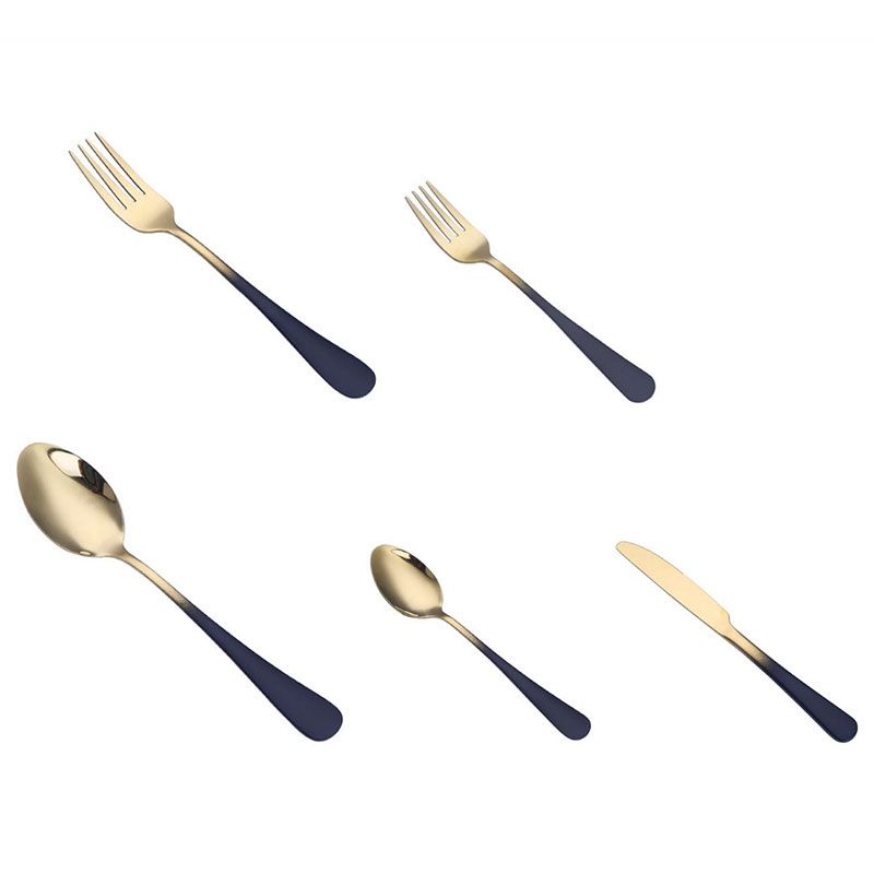Ensemble de vaisselle en acier inoxydable plaqué titane et or