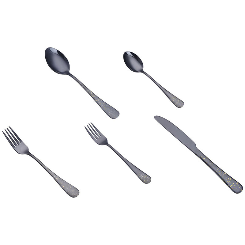 Ensemble de couverts en acier inoxydable plaqué titane gris bronze