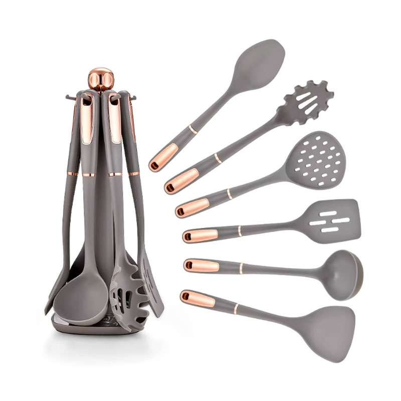Kit d'ustensiles de cuisine en silicone de démarrage avec poignée en PP